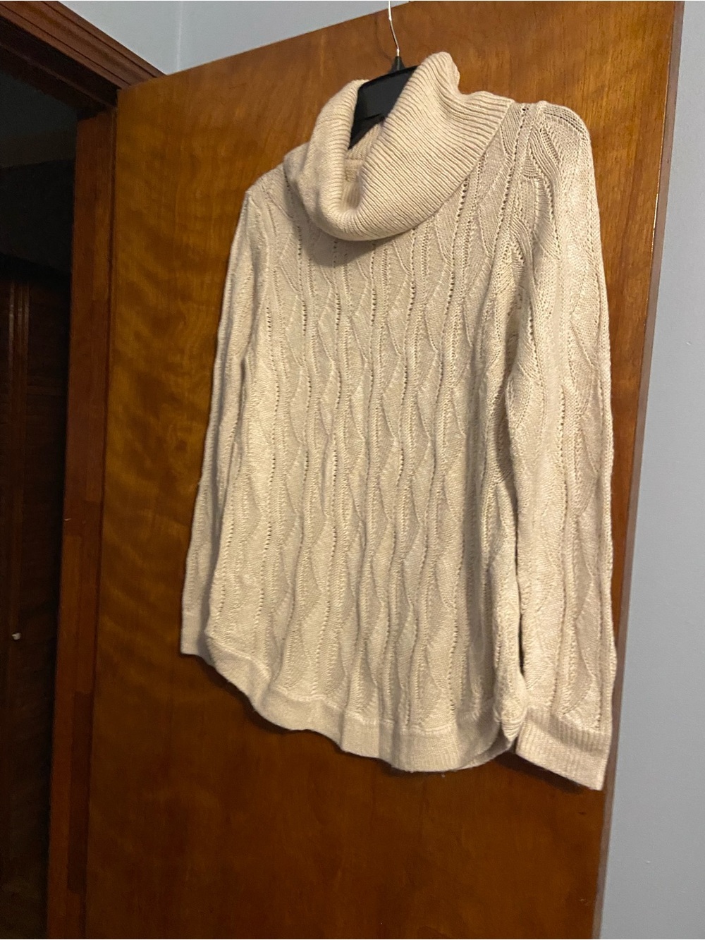 Christopher & Banks Cream Cable Knit Cowl Neck Sweater